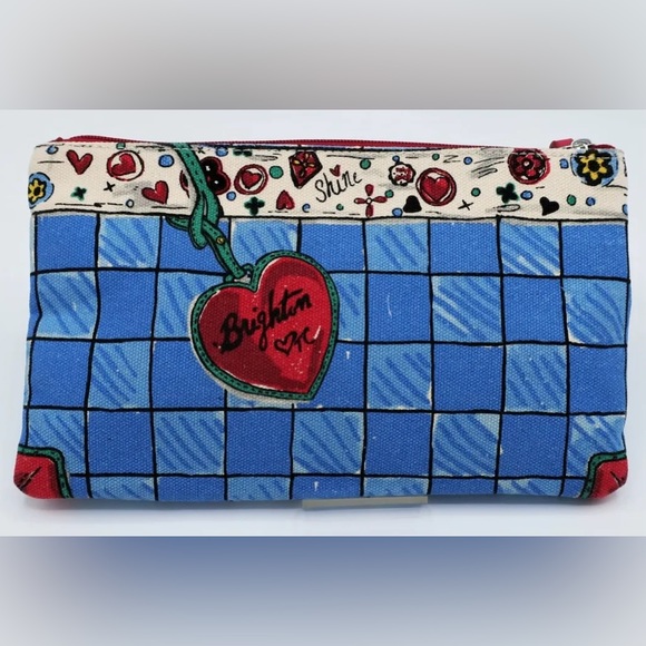 Brighton With Love From Me To You Zip Canvas Cosmetic Pouch, EUC. - Picture 2 of 3
